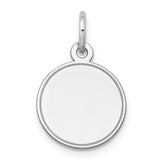 14K White Gold Plain .018 Gauge Round Engravable Disc Charm